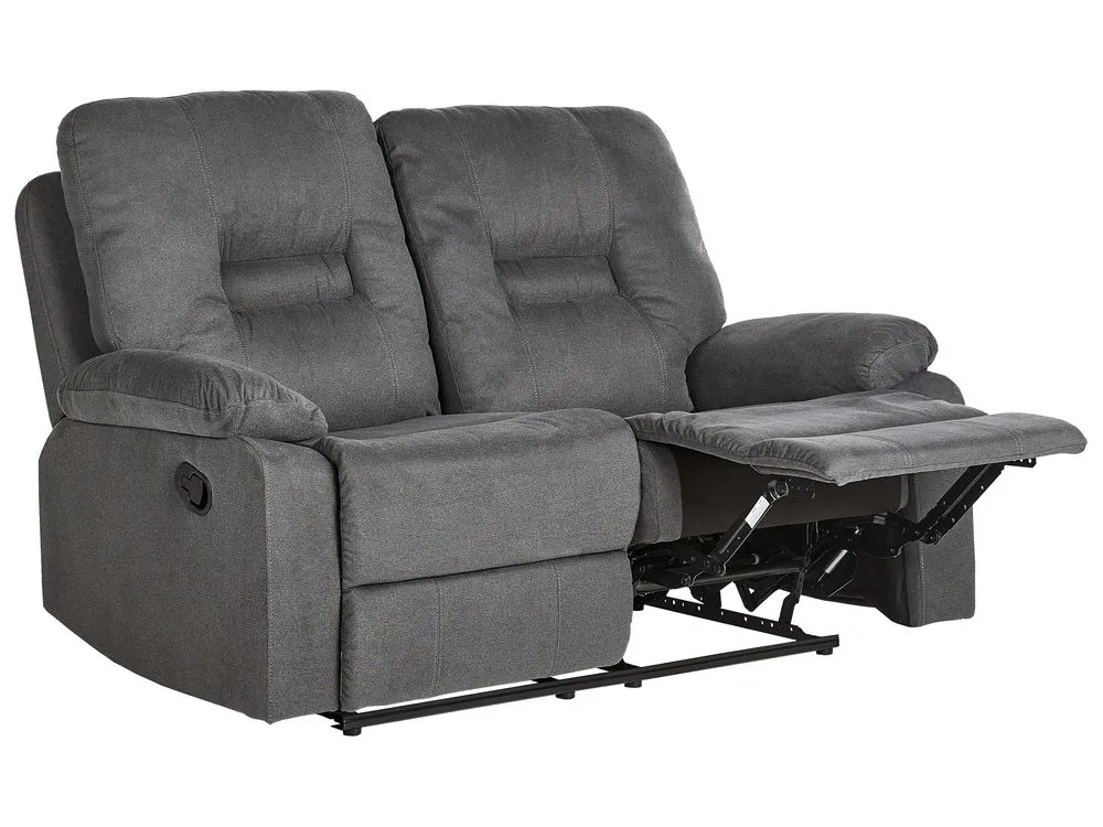 2 Seater Fabric Manual Recliner Sofa Grey BERGEN II
