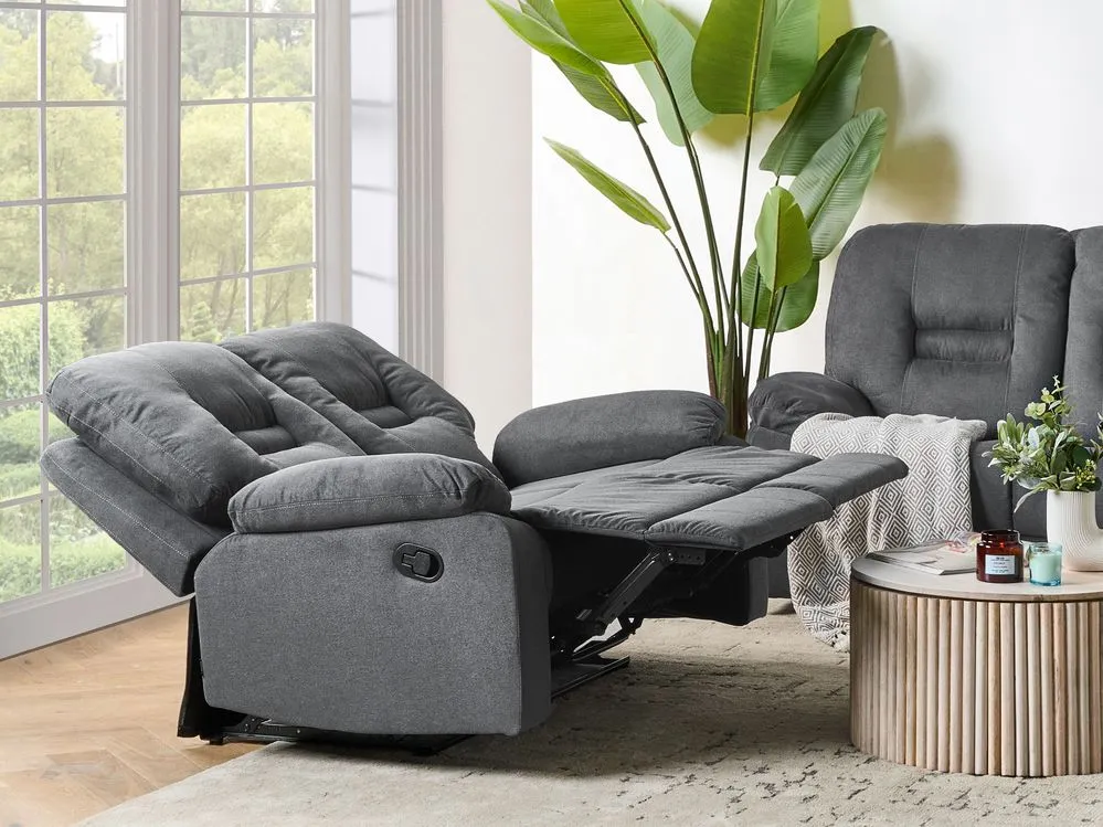 2 Seater Fabric Manual Recliner Sofa Grey BERGEN II