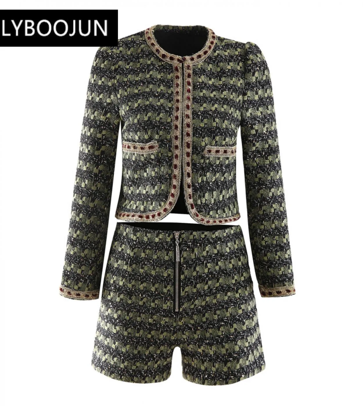 2022 Elegante di Alta Qualità Autunno Inverno di Seta Luminosa Plaid Vestito Delle Donne A Maniche Lunghe Bordare Tasca Cappotto
