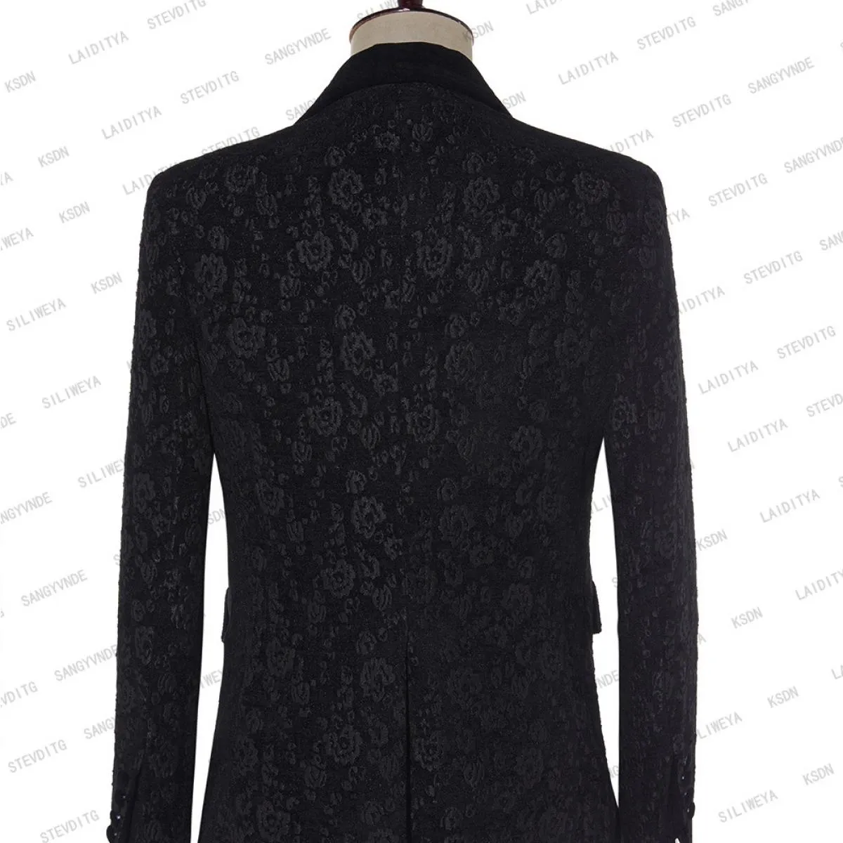 2023 Blazer floreale jacquard nero abbronzante da uomo di marca di lusso giacca con bottone singolo festa di nozze costume di sc