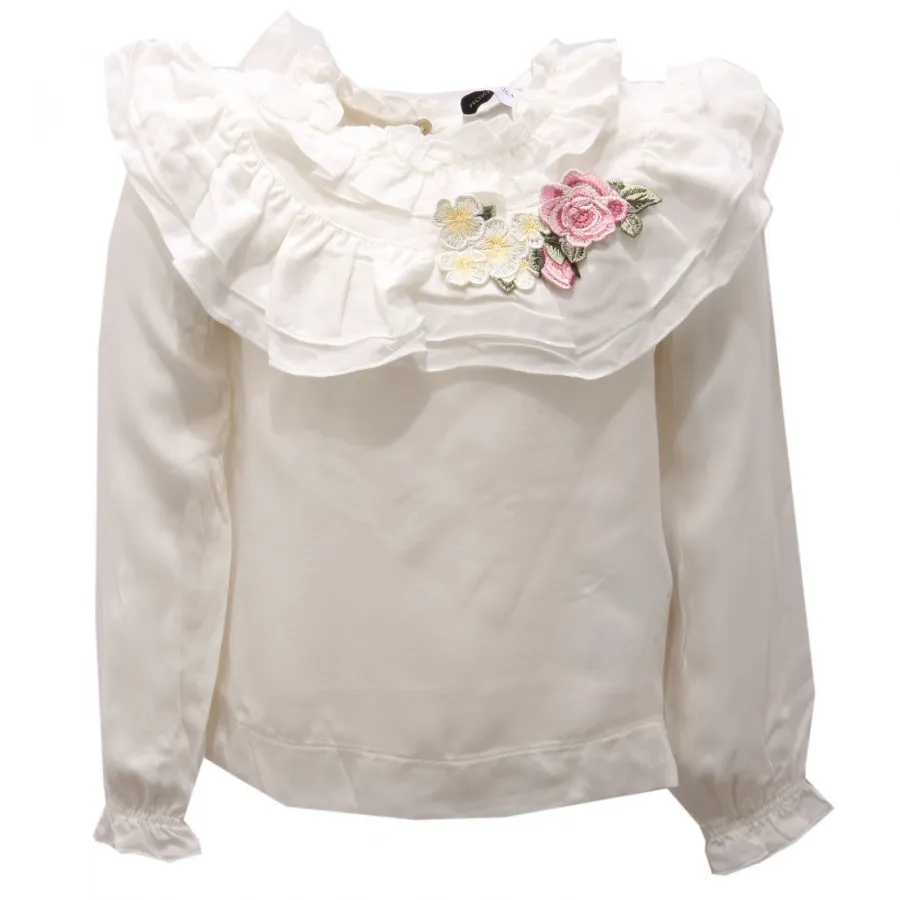 5433AE camicia bimba girl MONNALISA white viscose shirt kids