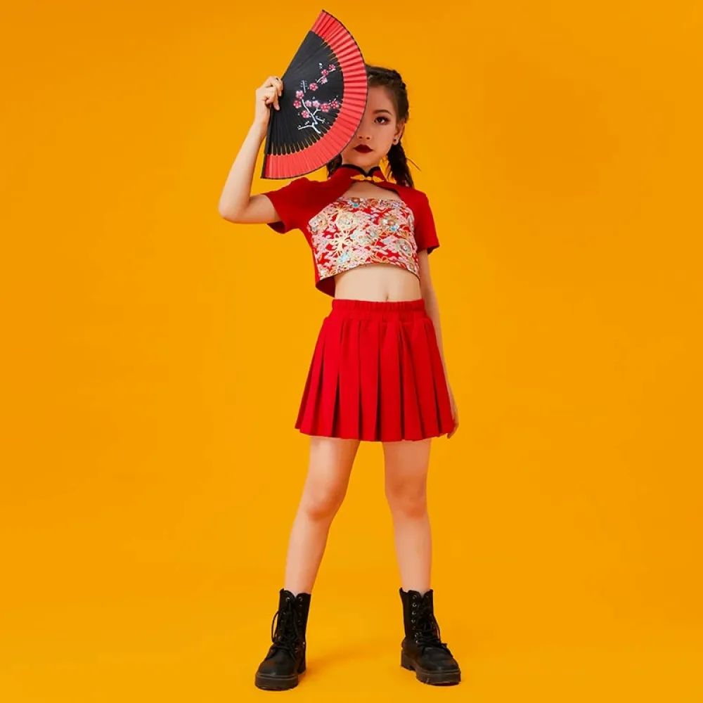 Abbigliamento per spettacoli di danza di strada in stile cinese per bambini Hiphop per bambini Bel ballo di strada di tendenza n