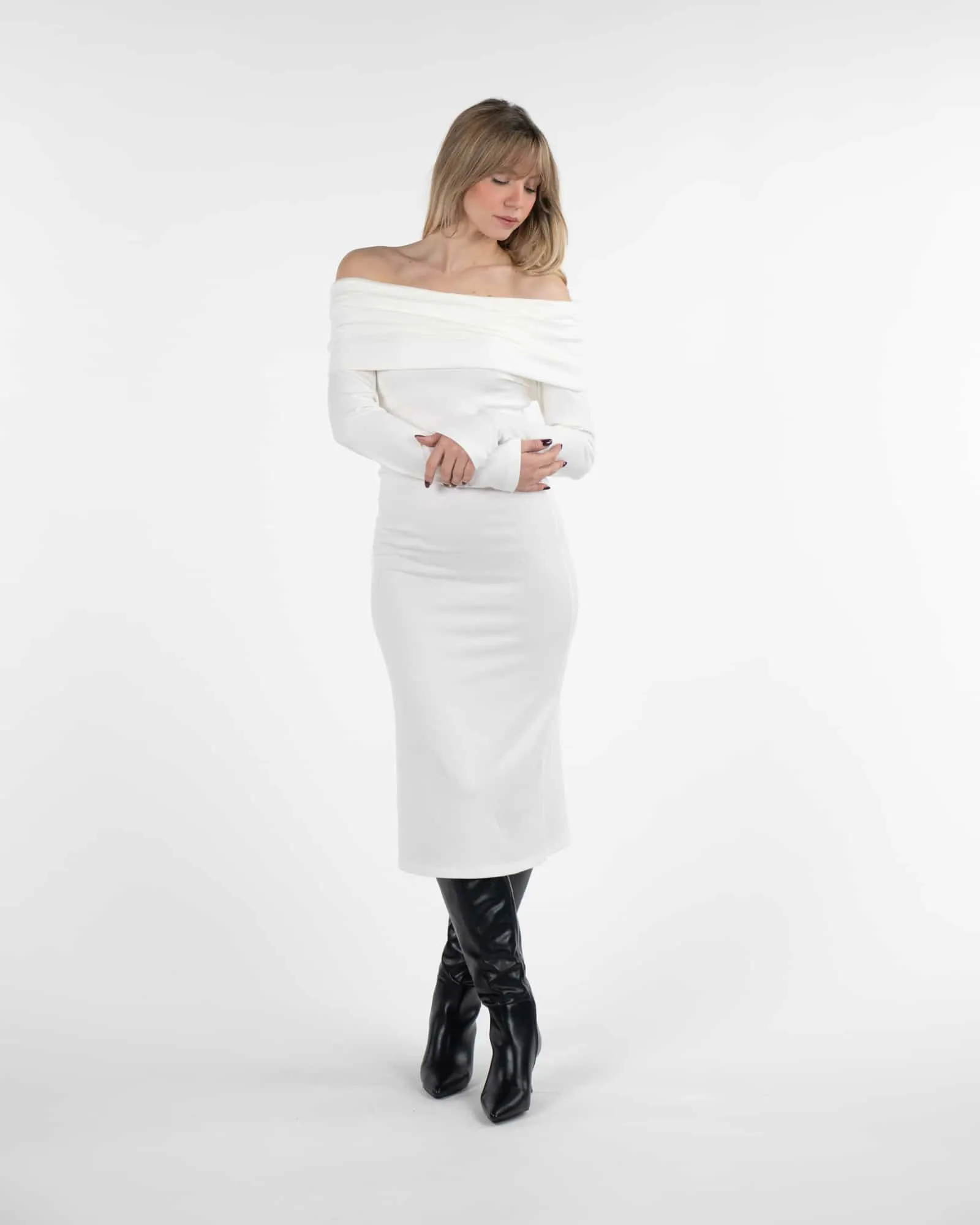 Abito in maglia lungo - BIANCO