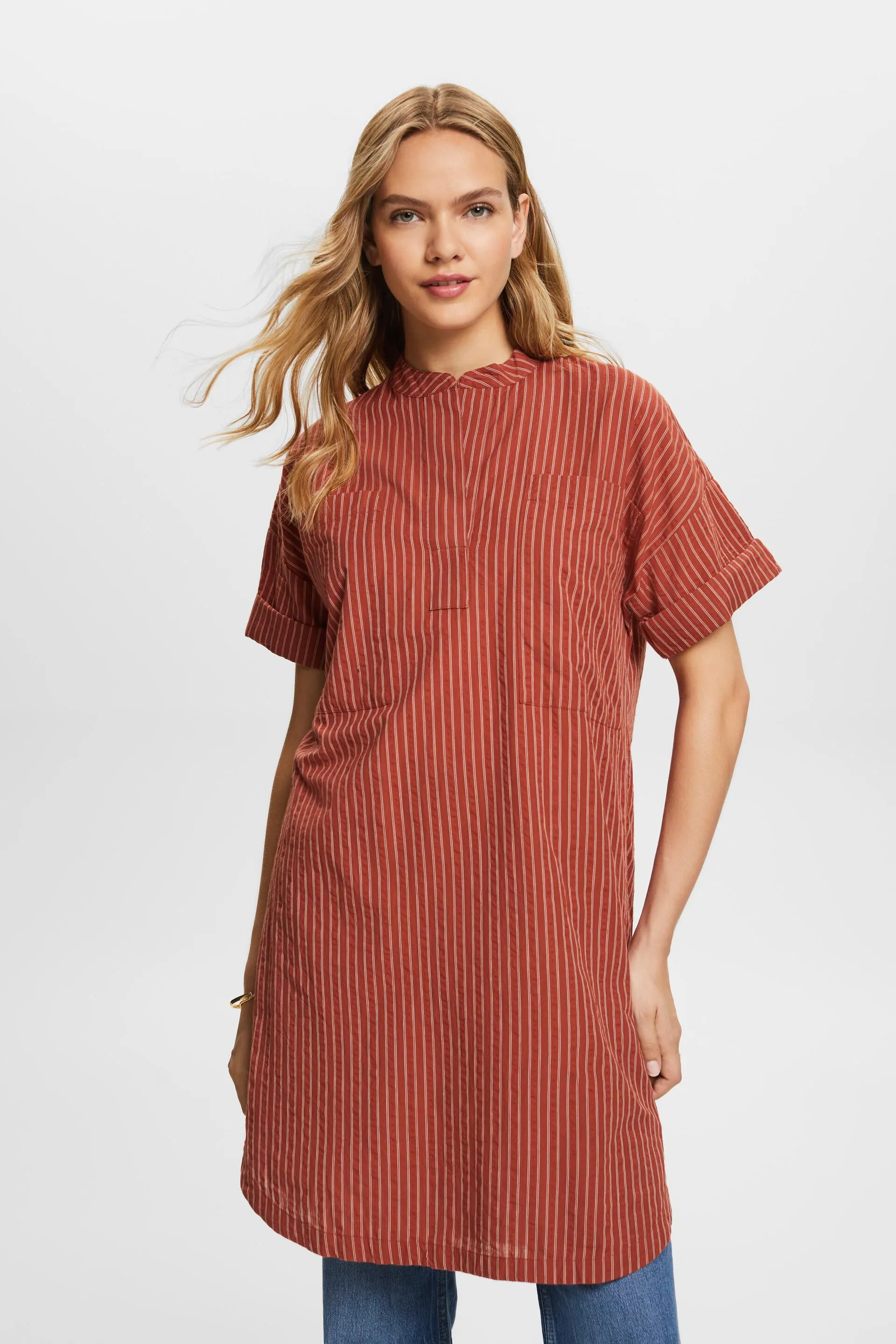 Abito mini a camicia a righe