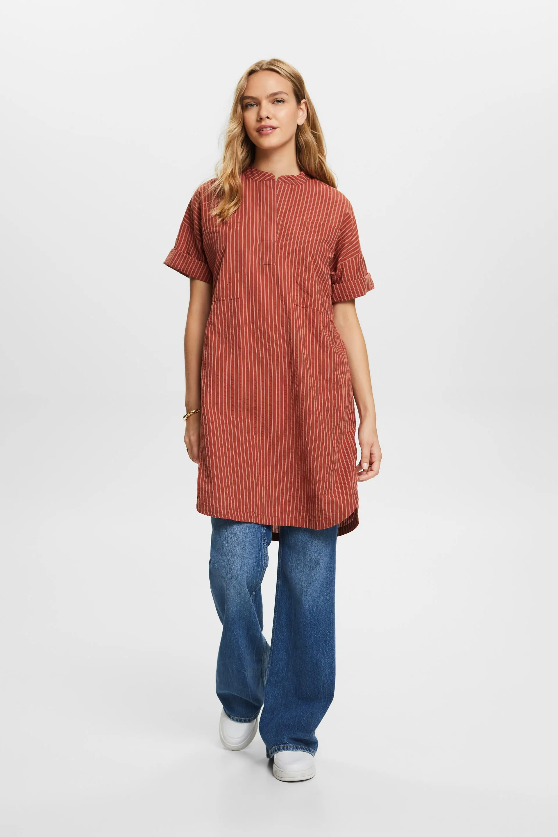 Abito mini a camicia a righe