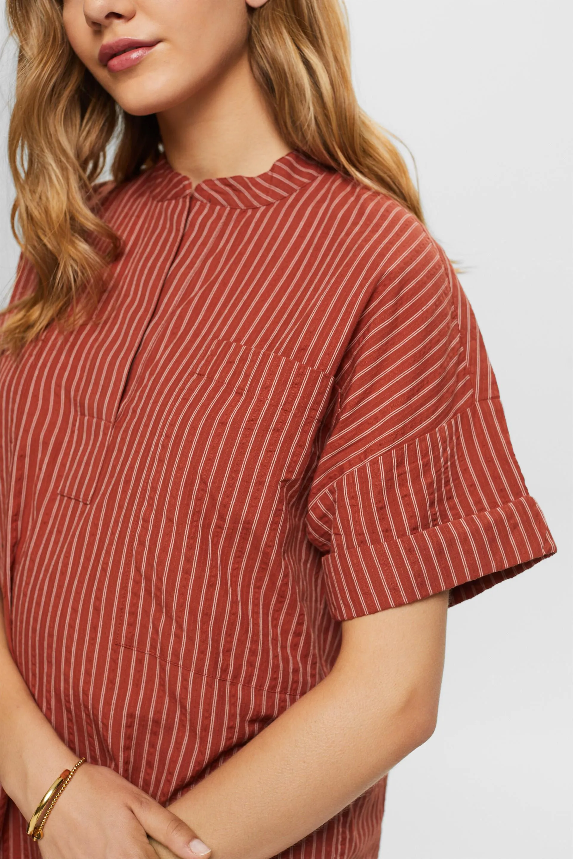 Abito mini a camicia a righe