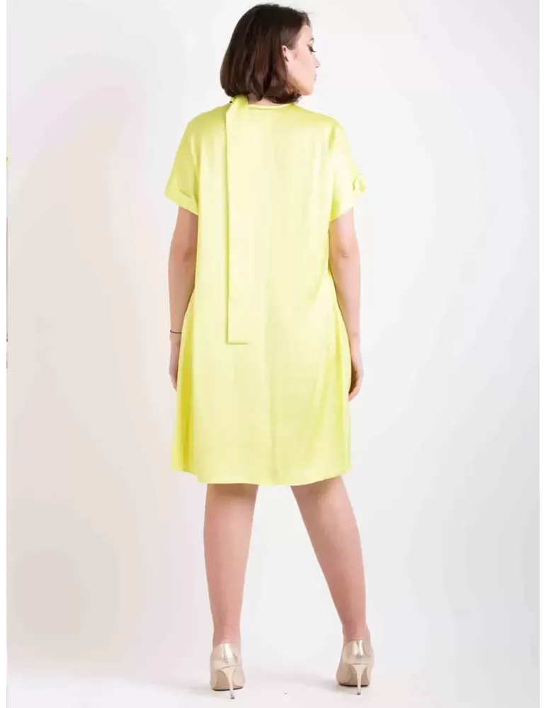 Abito tunica in raso di seta giallo lime Zanetti 1965