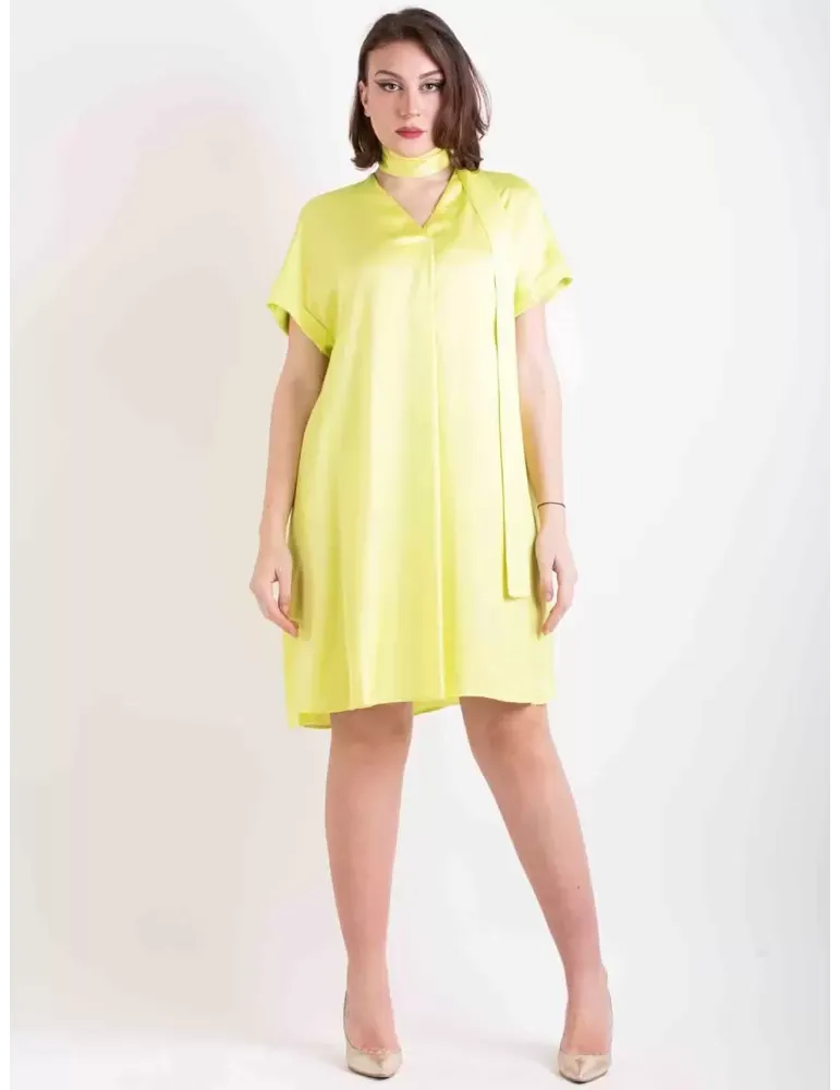 Abito tunica in raso di seta giallo lime Zanetti 1965