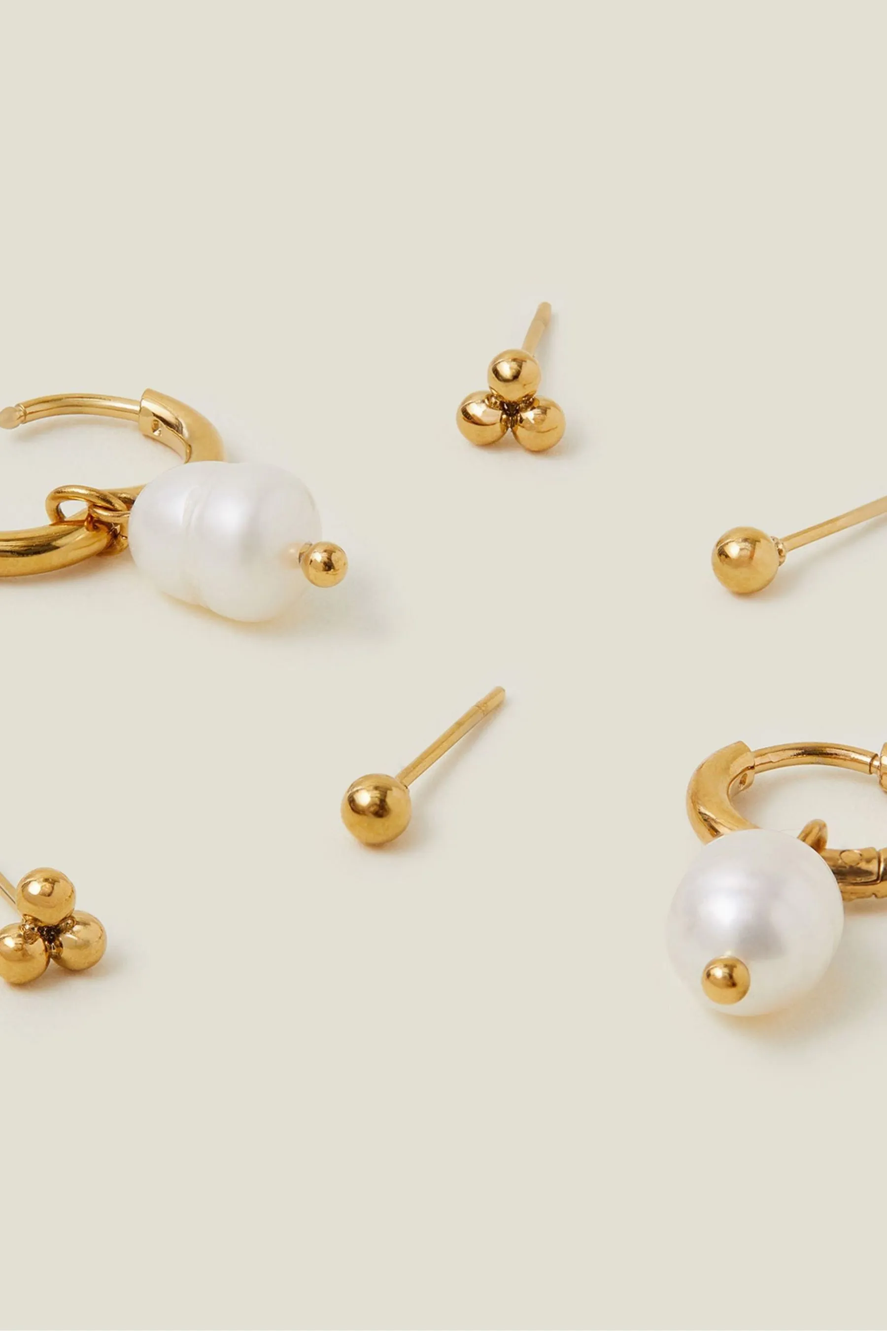 Accessorize - Orecchini in acciaio inossidabile con perle 3 Confezione