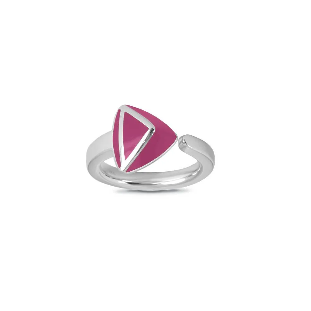Anello con smalto fucsia