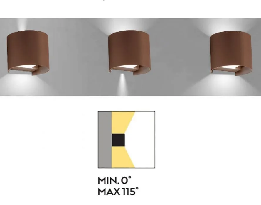 Applique Esterno Led Fascio Luce Regolabile Marrone Henk GES874 Gea Led