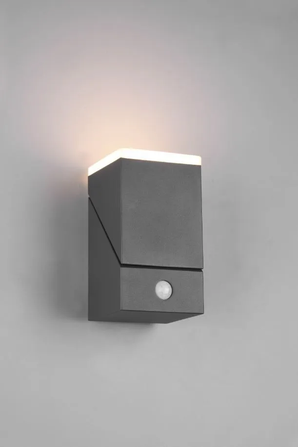Applique Led Orientabile Avon Alluminio Antracite IP54 Sensore Movimento Trio Lighting