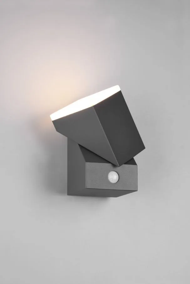 Applique Led Orientabile Avon Alluminio Antracite IP54 Sensore Movimento Trio Lighting