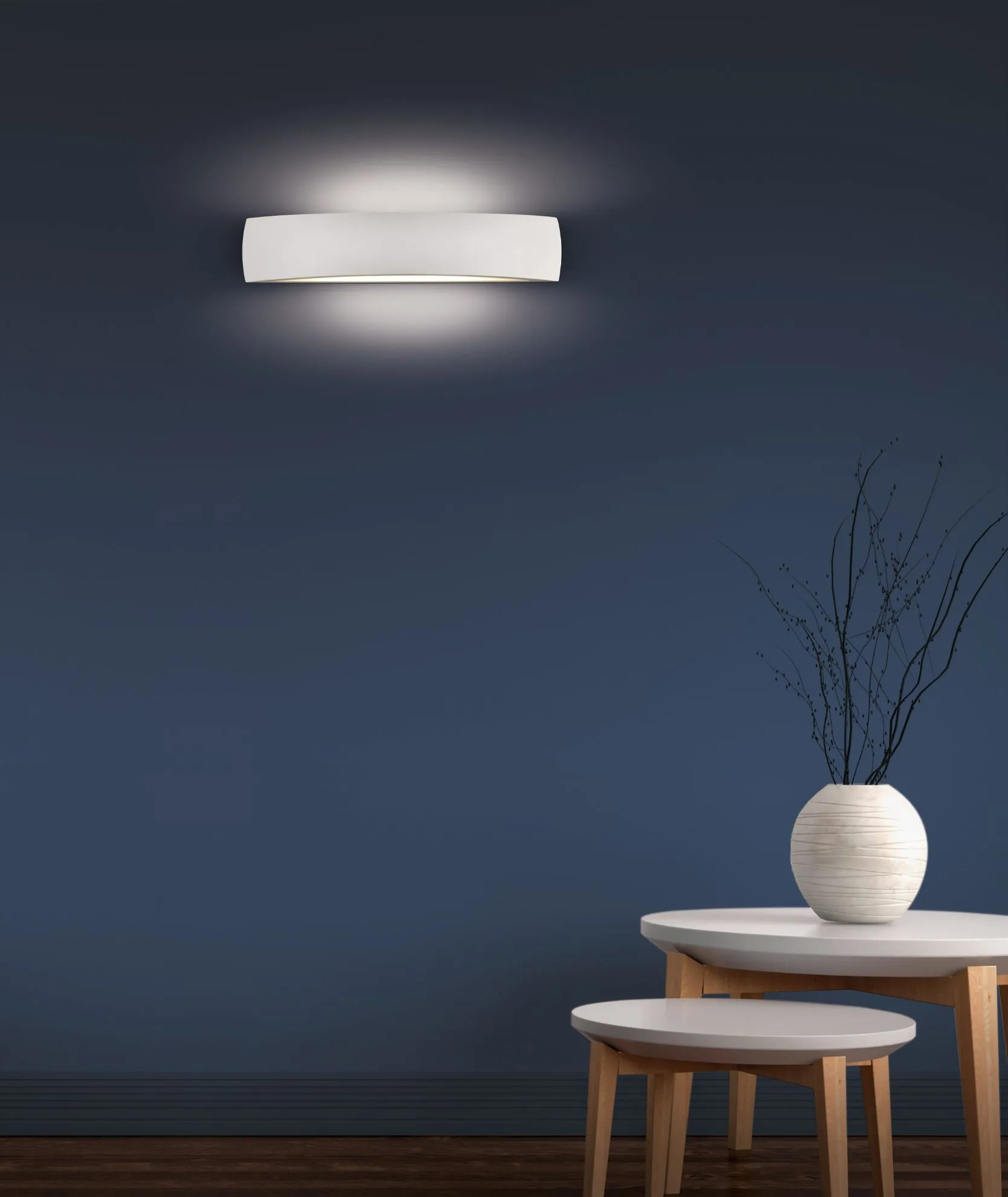 Applique Mezzaluna Gesso Alba 2xE14 Luce Sopra E Sotto ACB