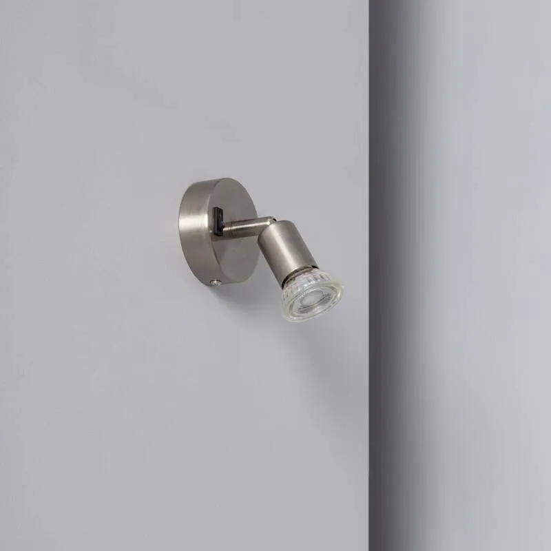 Applique Orientabile Metallo 1 Faretto Argento con Interruttore Oasis