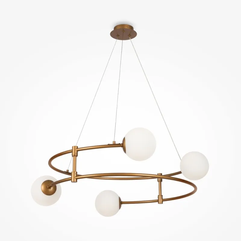 Balance 4 luci lampada a sospensione struttura in metallo e sfere in vetro 40W G9