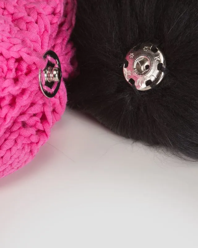Berretto invernale rosa da donna Sportalm con pompon in pelliccia
