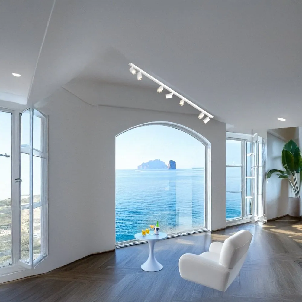 Binario Top Light KORA 1208 7 BI GU10 LED lampada soffitto parete moderna faretti orientabili