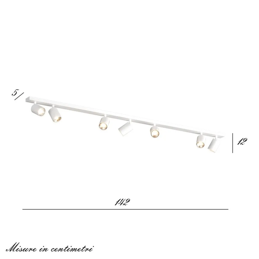 Binario Top Light KORA 1208 7 BI GU10 LED lampada soffitto parete moderna faretti orientabili