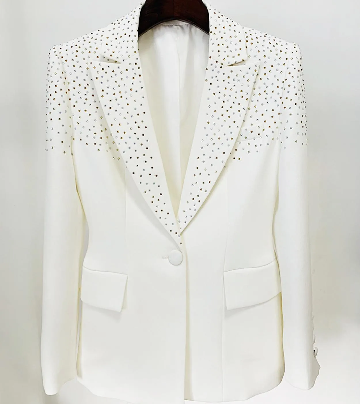 Blazer gonna adatta a caldo cappotto di cristallo di diamanti da donna matrimonio di lusso nuovo designer 2023 blazer bianco gia