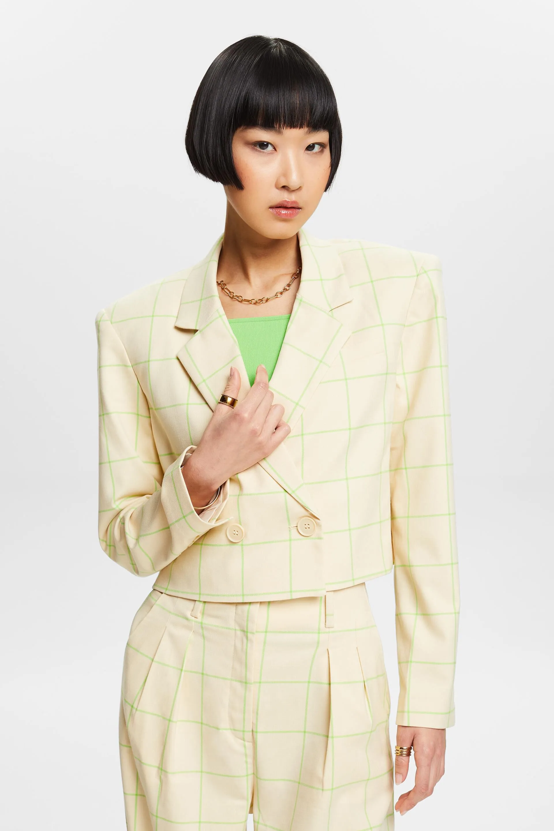 Blazer oversize cropped con stampa