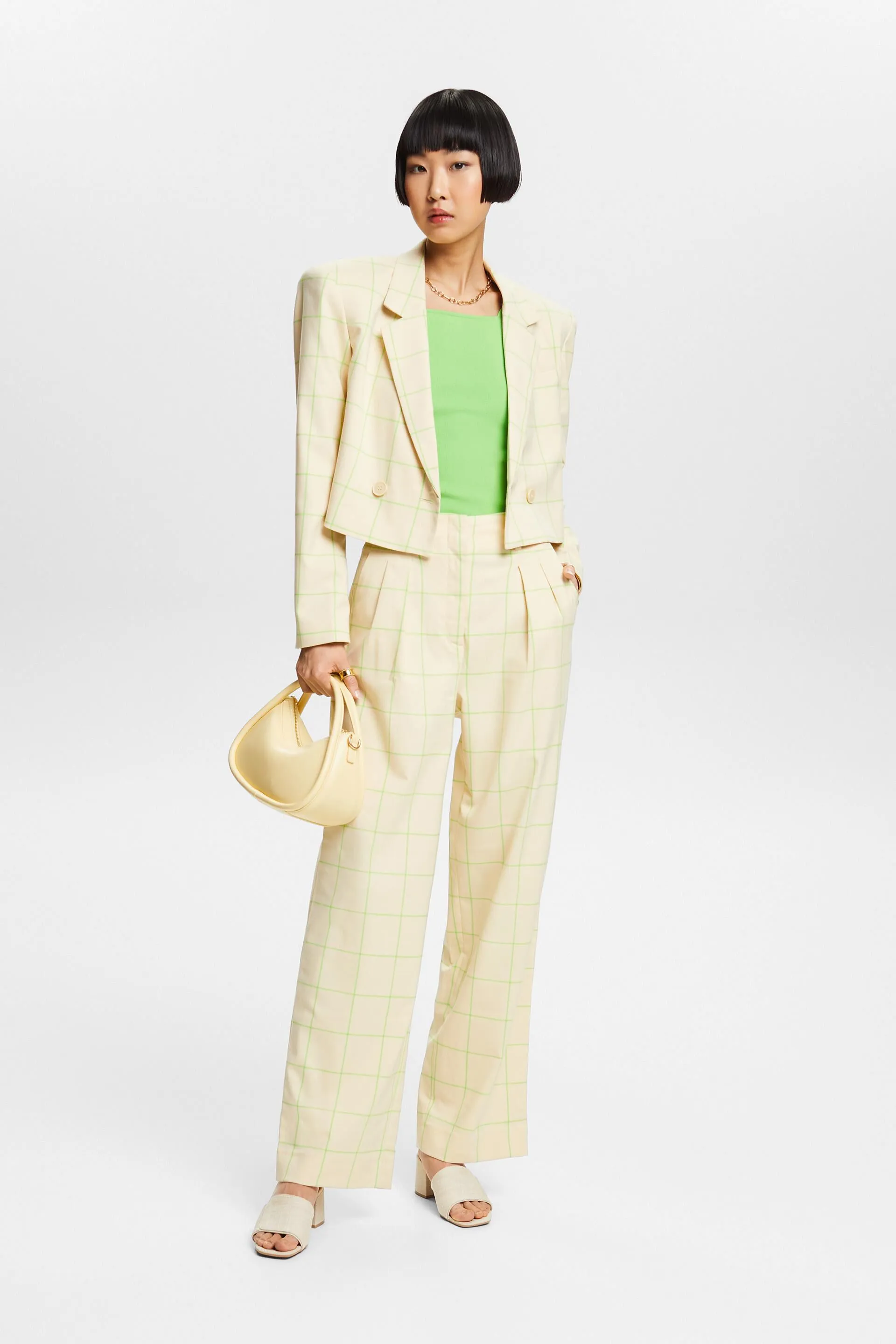 Blazer oversize cropped con stampa