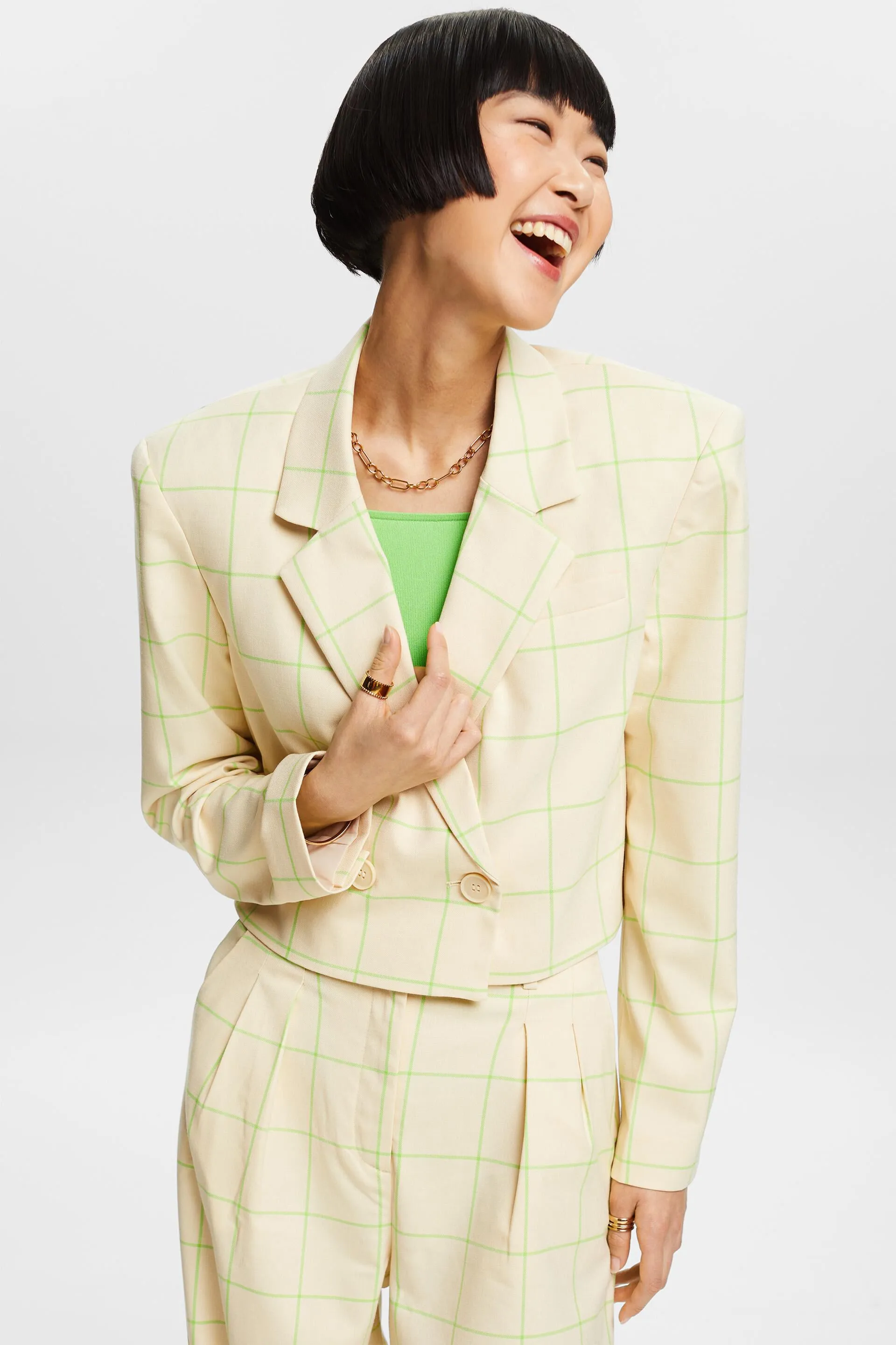 Blazer oversize cropped con stampa