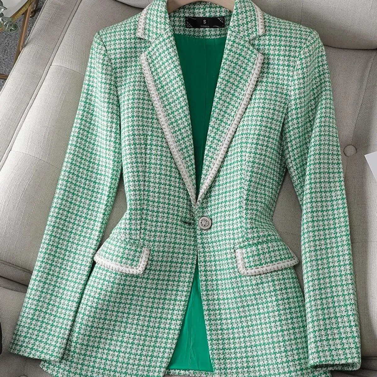 Blazer verde da donna Blazer invernale da lavoro da donna Blazer verde da donna formale verde