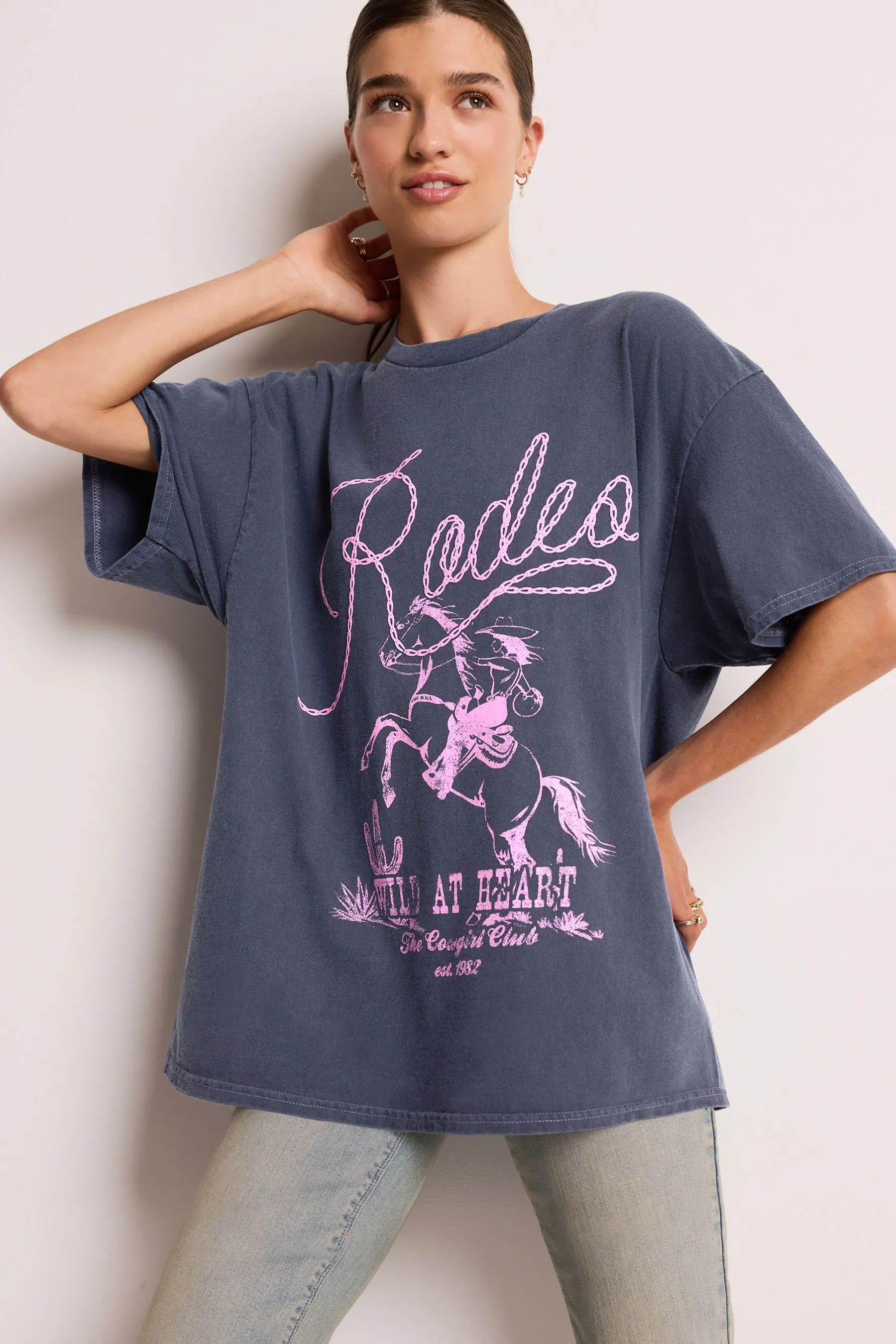 Blu  - Rodeo - T-shirt con scritta stile western e cowboy