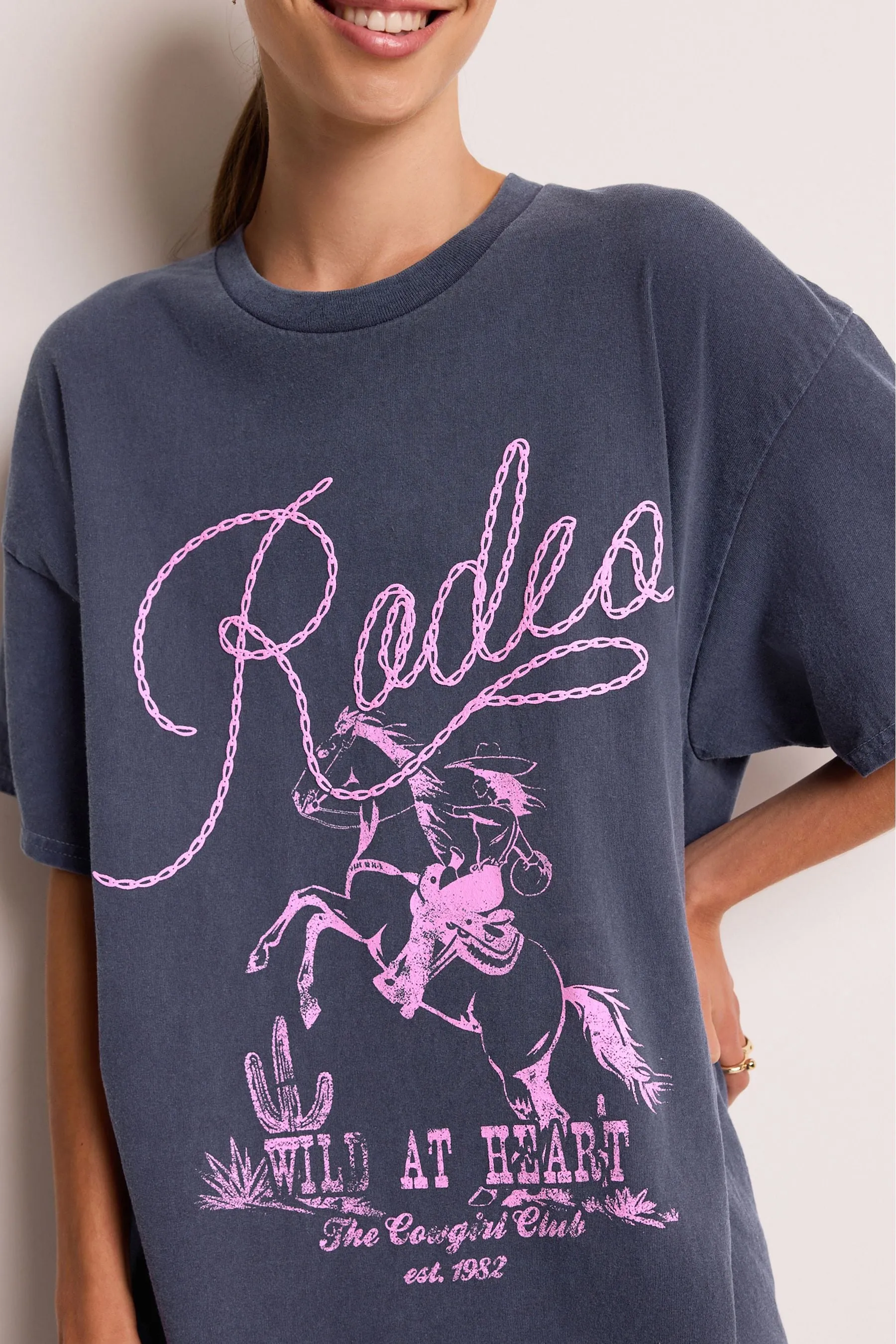 Blu  - Rodeo - T-shirt con scritta stile western e cowboy