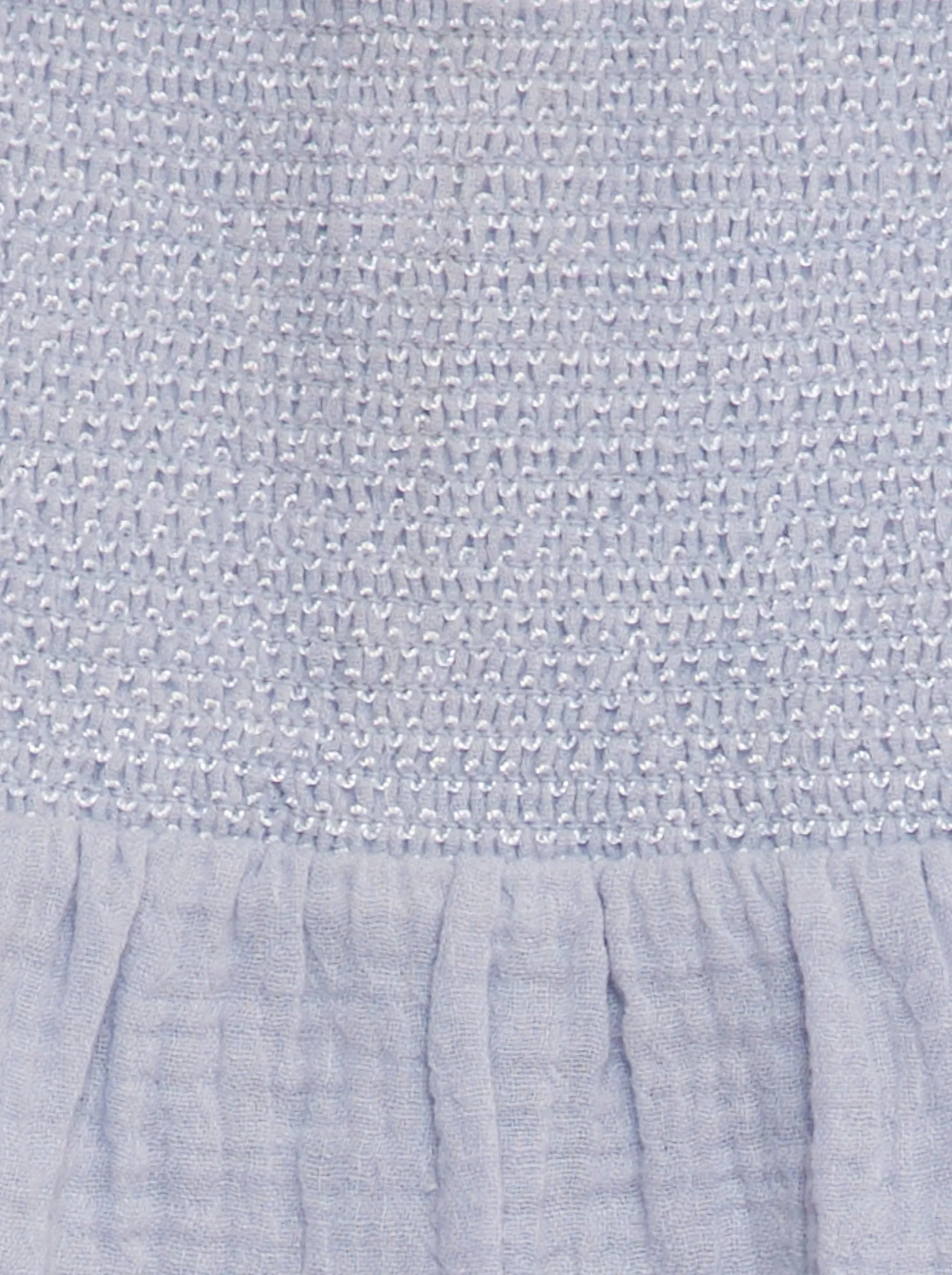 Blusa in garza di cotone con ricamo sangallo - BLU