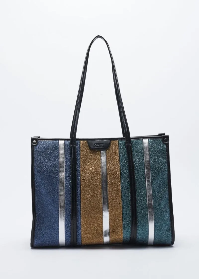 Borsa in ecopelle laminata e glitterata