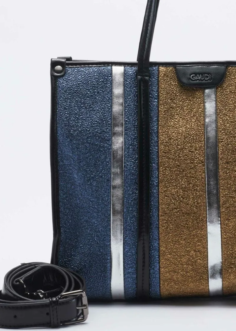 Borsa in ecopelle laminata e glitterata