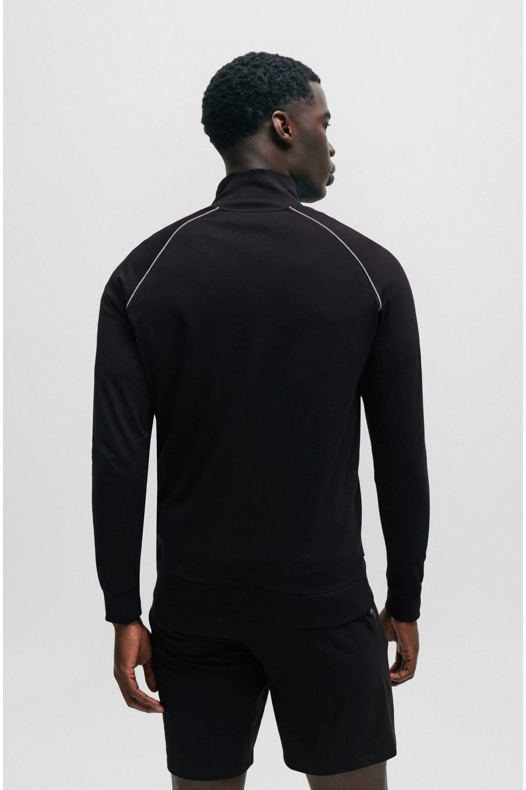 BOSS - Felpa in cotone elasticizzato con zip