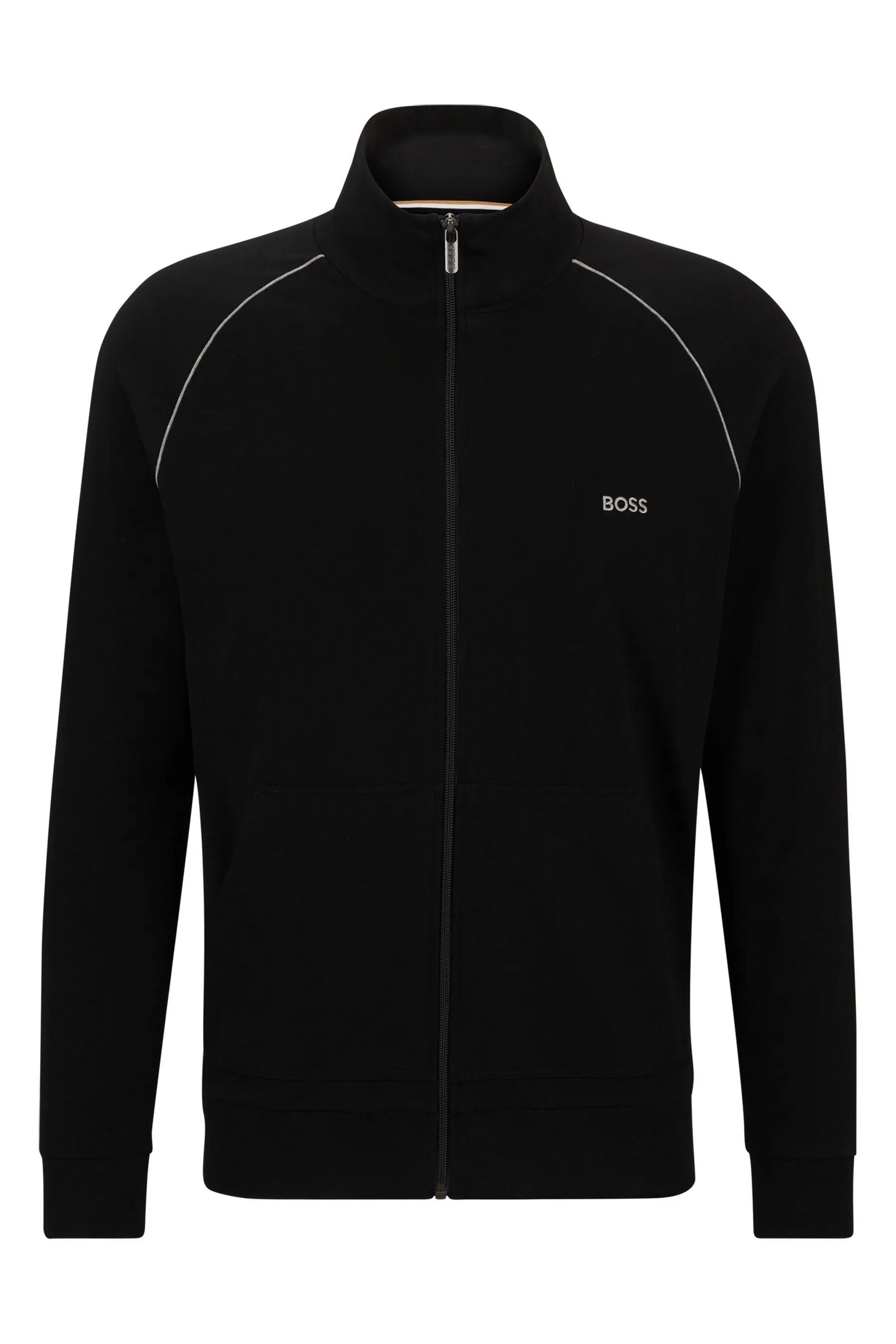 BOSS - Felpa in cotone elasticizzato con zip