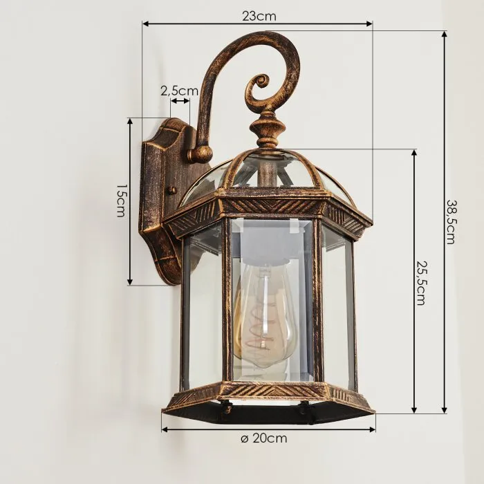 Bourrouc Applique da esterno Oro, Nero, 1-Luce