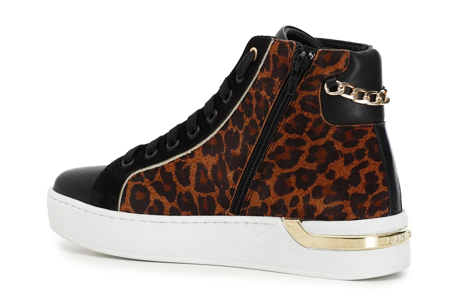 CafèNoir sneakers alte animalier leopardo e pelle