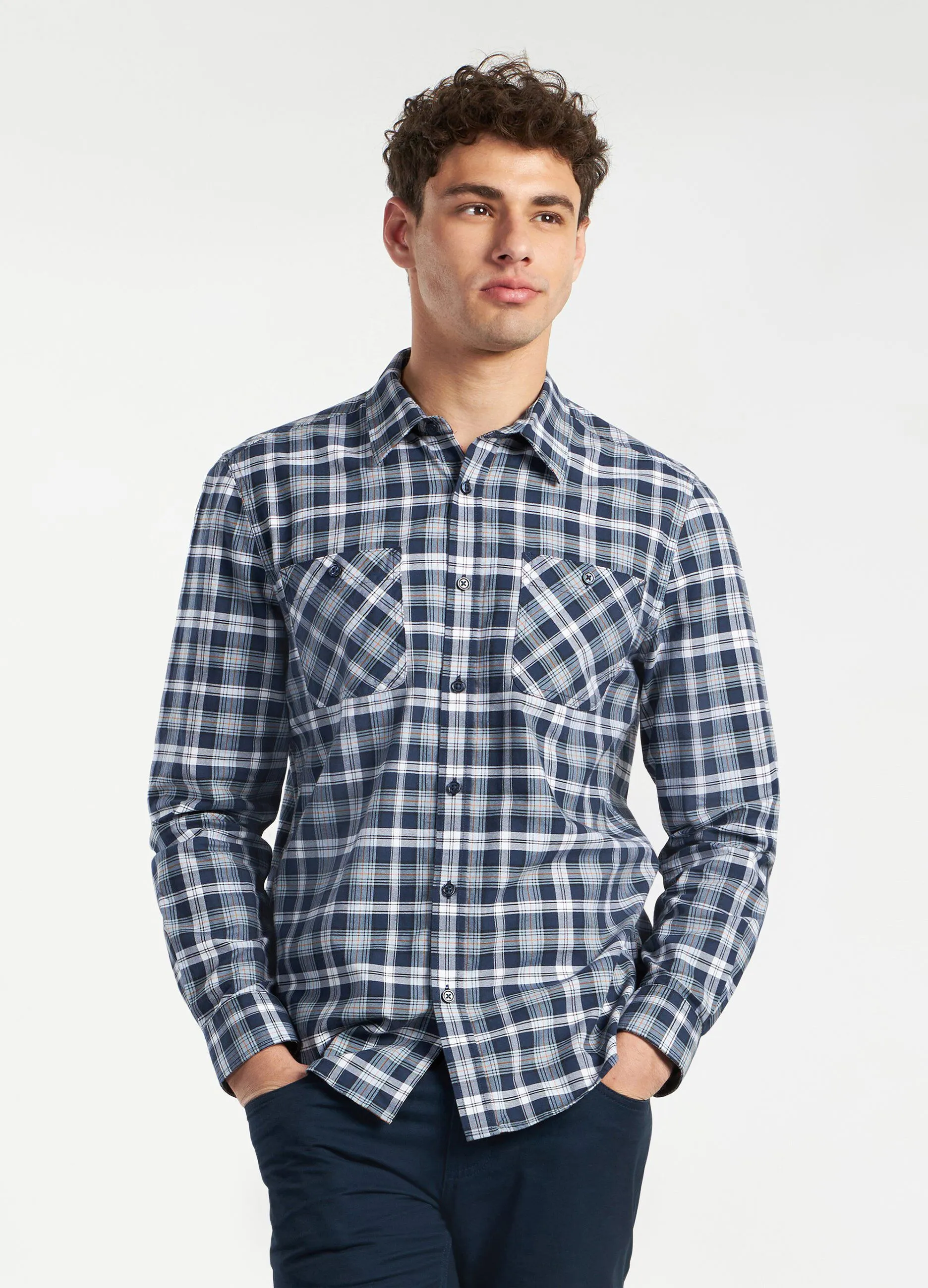 Camicia a quadri in puro cotone uomo