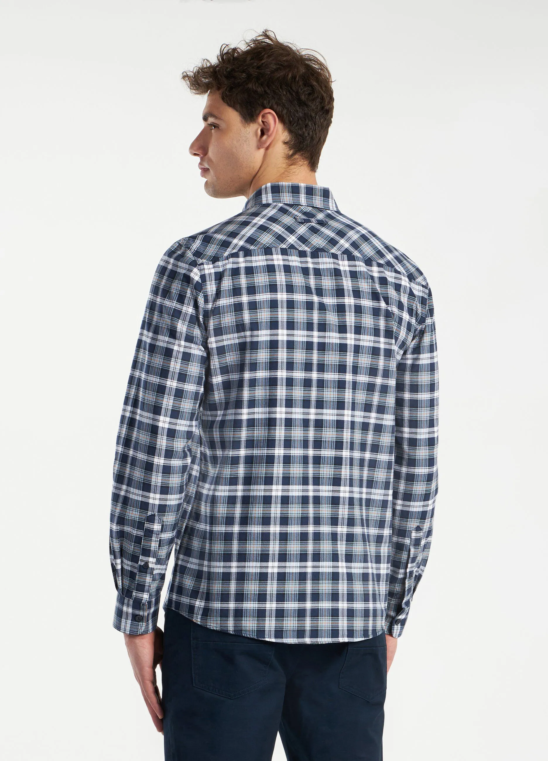 Camicia a quadri in puro cotone uomo