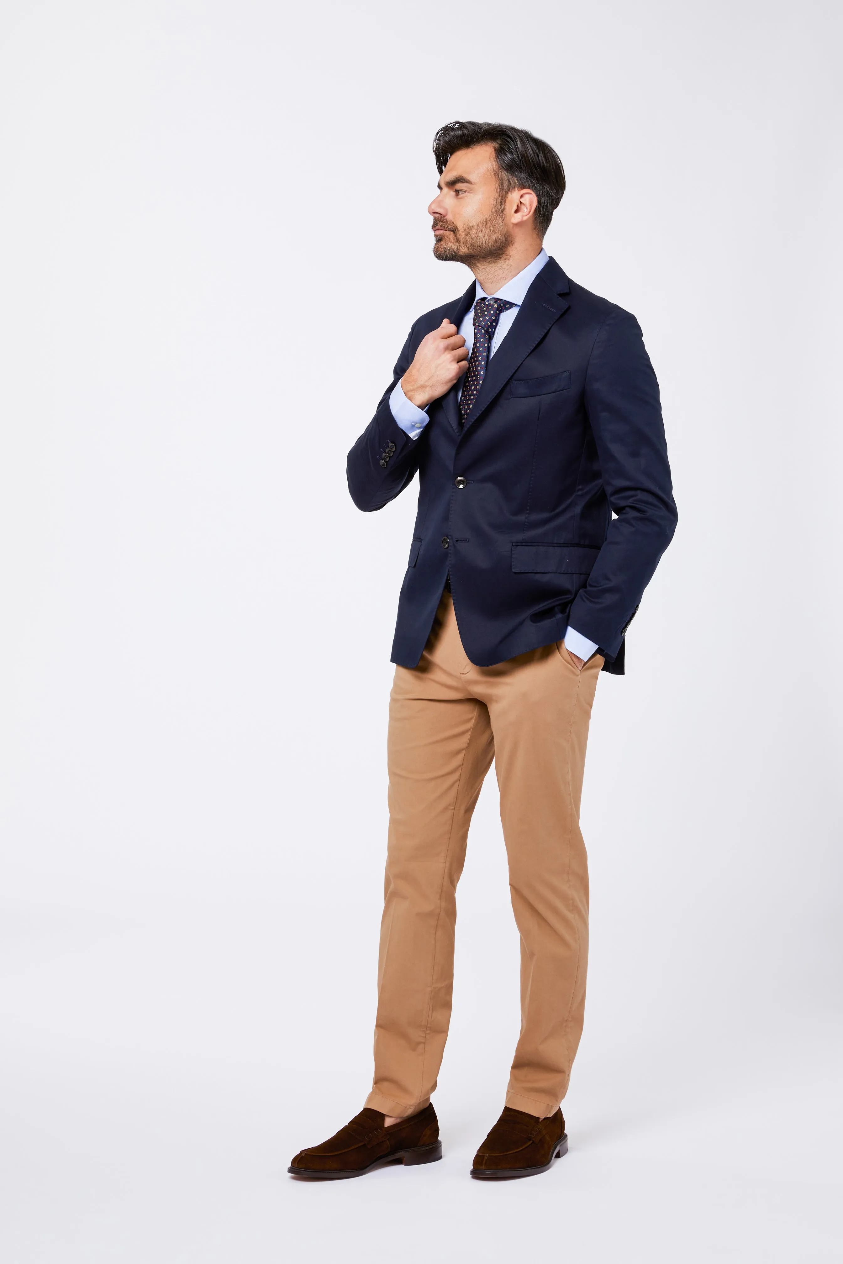 Camicia Celeste Cotone Twill Diagonale