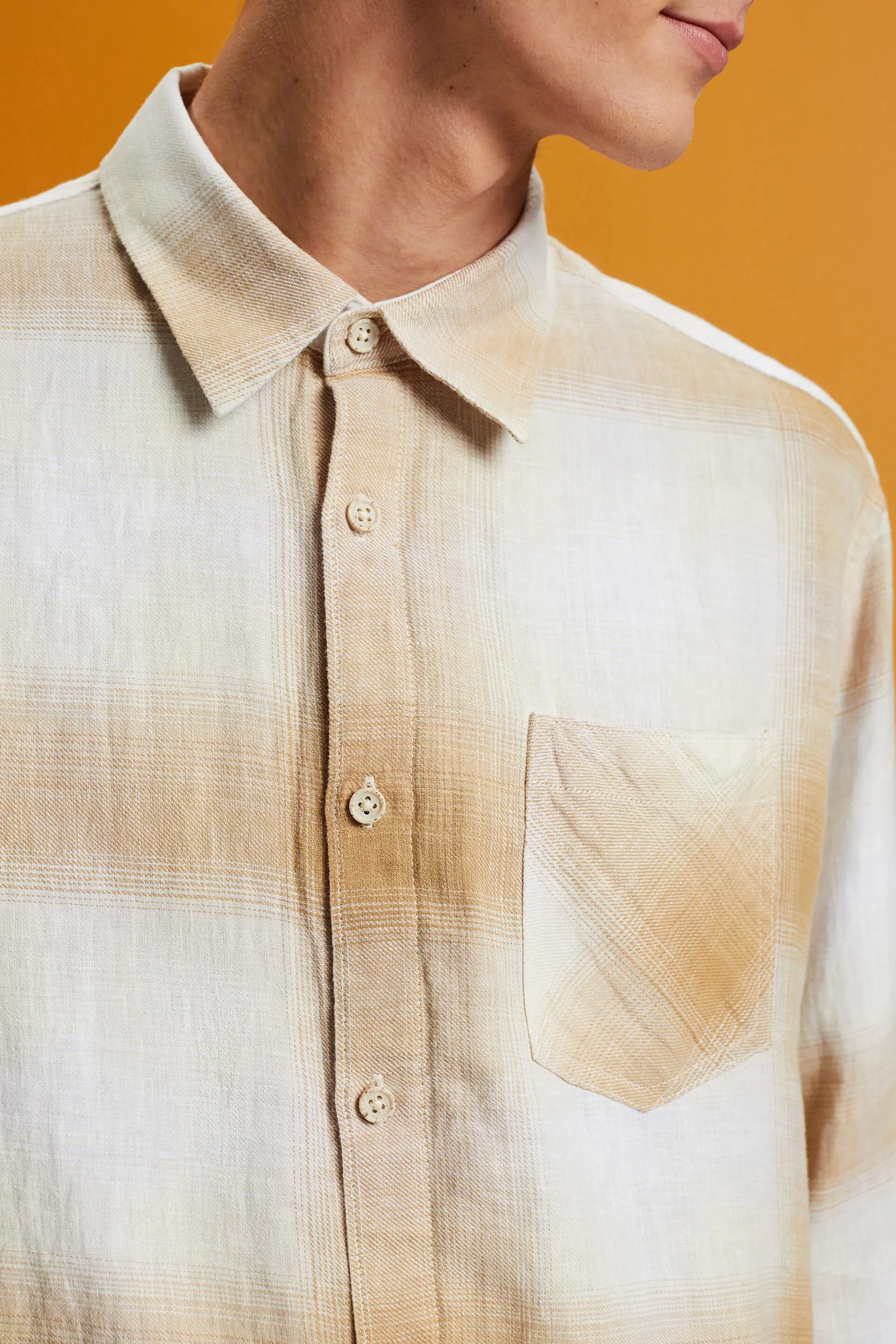 Camicia in tartan a quadri di misto cotone e canapa