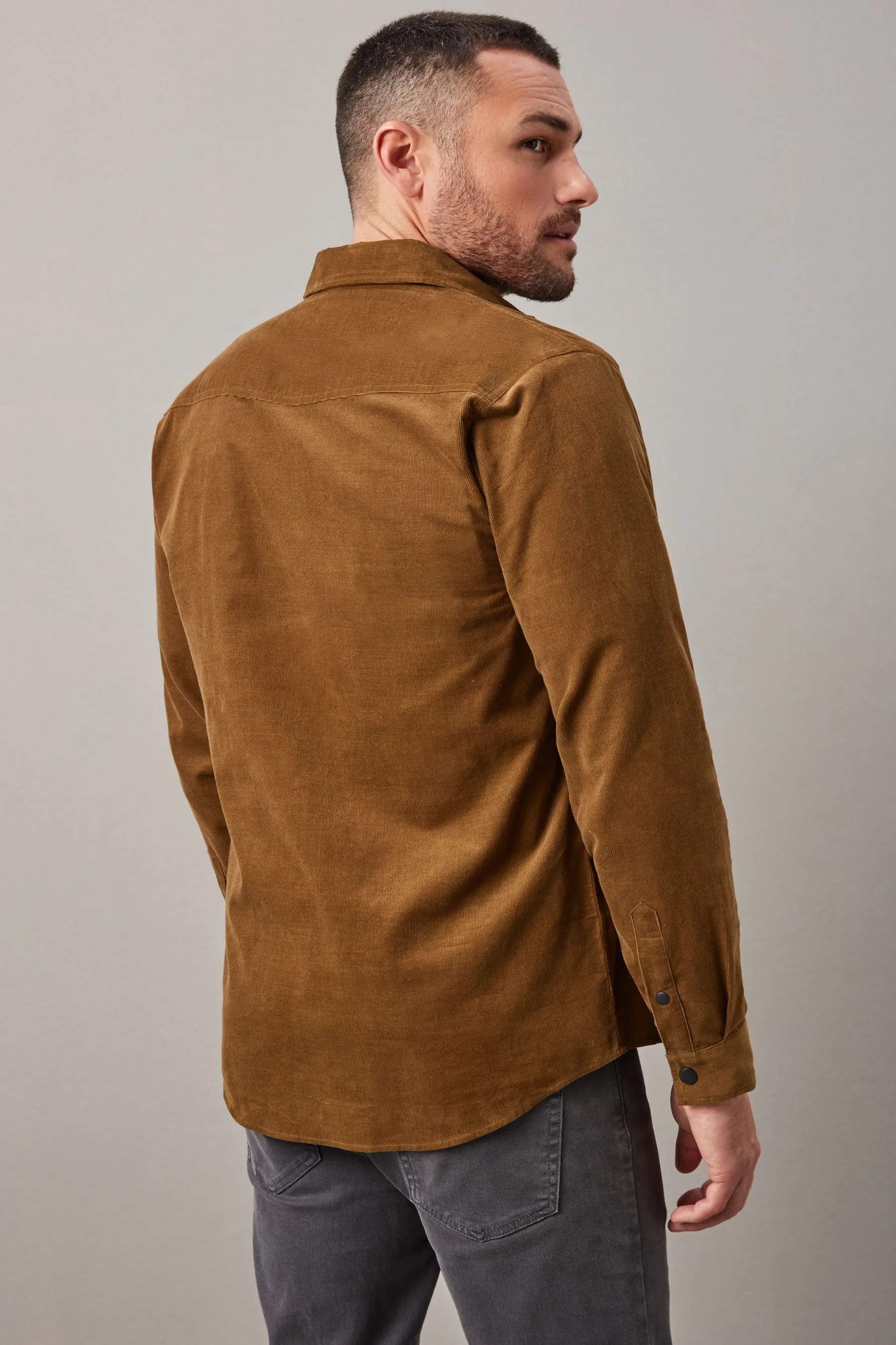 Camicia stile western a coste con Manica lunga e doppia tasca