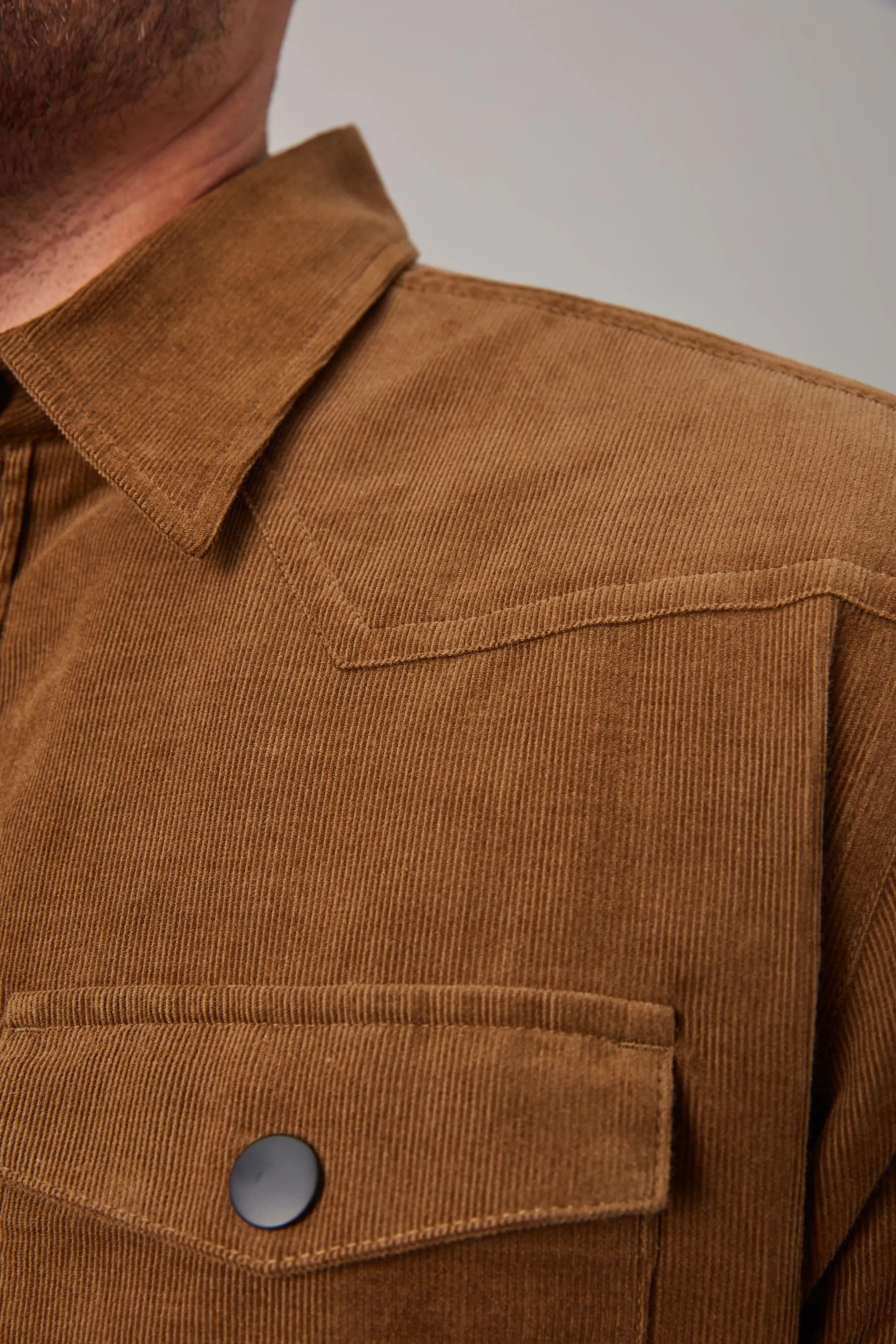 Camicia stile western a coste con Manica lunga e doppia tasca