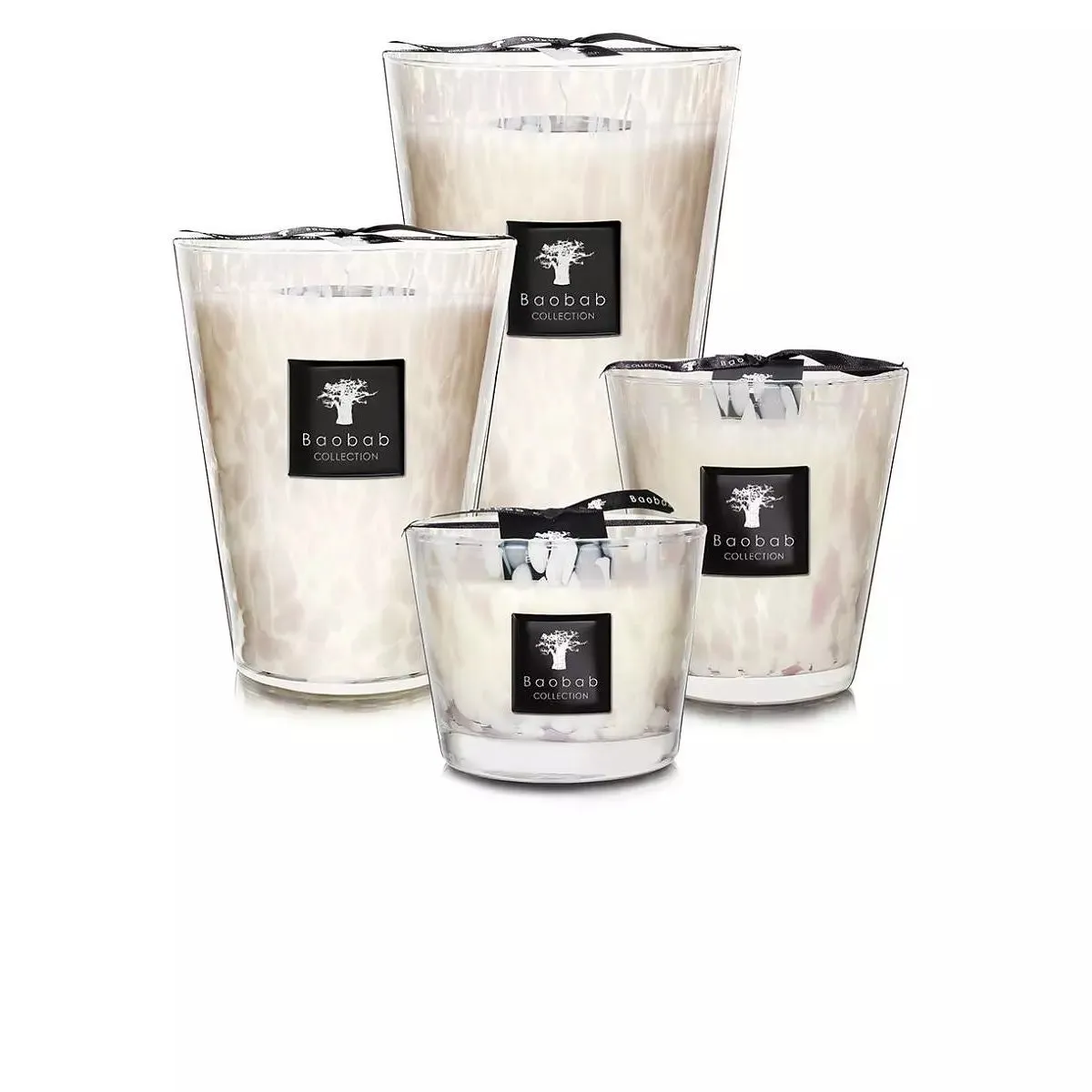 Candela Baobab Pearls White Floreale Rosa Cipria e Bianca