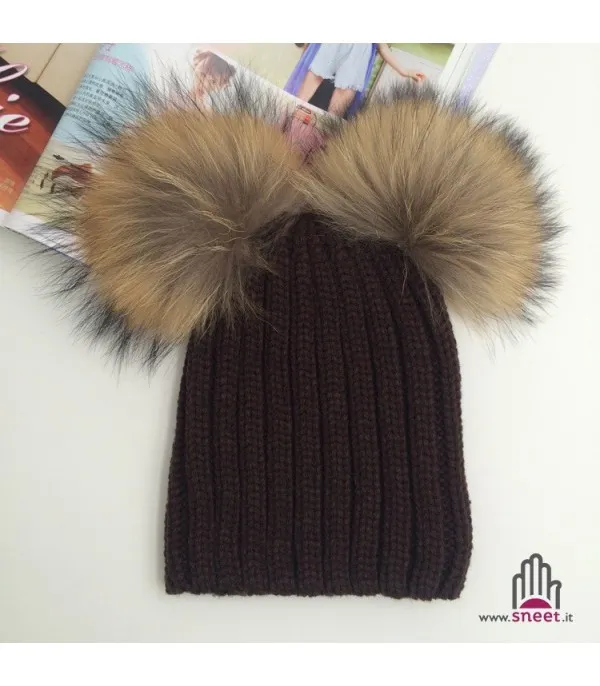 Cappellino double pon-pon adulti