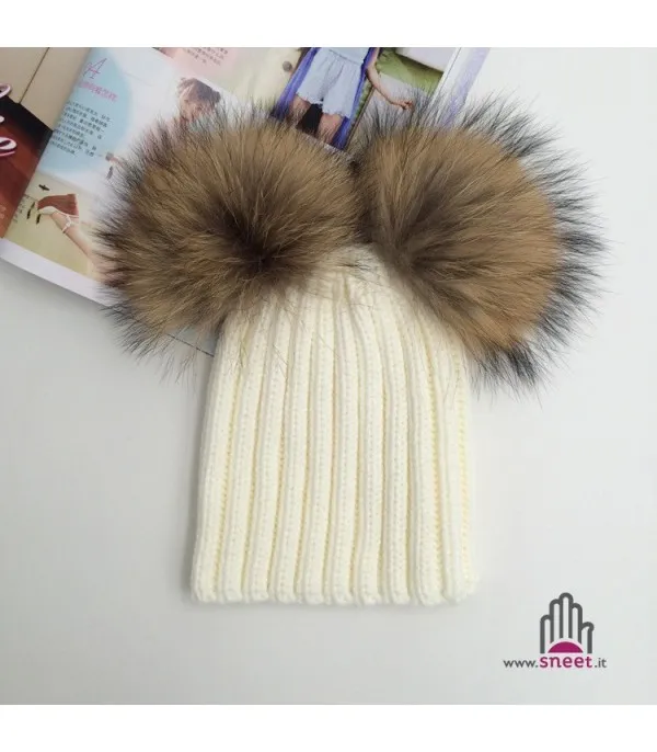 Cappellino double pon-pon adulti
