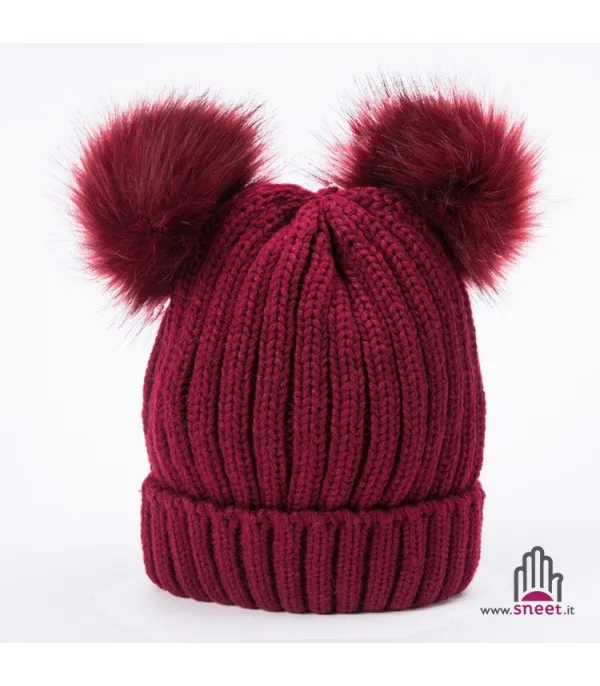 Cappellino double pon-pon adulti
