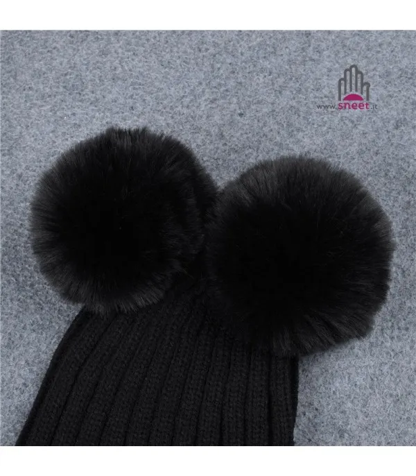 Cappellino double pon-pon adulti