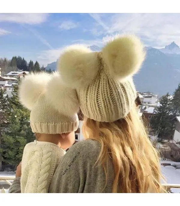 Cappellino double pon-pon adulti