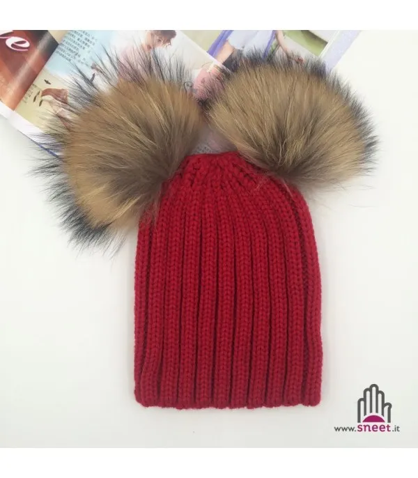 Cappellino double pon-pon adulti